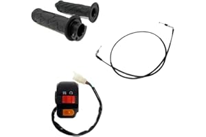 MYK MOTORCYCLE PARTS MMG Throttle Combo Scooter 50cc GY6 4 Stroke, Twist Grips, Throttle Cable and Right Side Start & Kill Switch Black