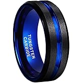 TUTISS 6mm 8mm Silver/Black/Blue/Gunmetal/Gold/Rose Gold Tungsten Rings for Men Women Fashion Engagement Wedding Bands Matte Finish Beveled Edges Comfort Fit