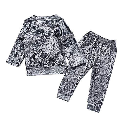 chinatera Little Girls Coral Fleece Clothes Set Velvet Blouse Tops Pants Fall Winter Clothes Tracksuit - Thumbnail 2