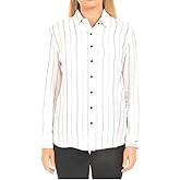 Jachs Girlfriend Ladies' Soft Button Down Shirt (Blue/White, Medium)