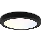 hykolity 7 Inch Selectable CCT LED Round Flat Panel Light,1500LM | 15W 3000K/4000K/5000K,Edge-Lit Flush Mount Ceiling Light Fixture for Kitchen, Bedroom, Laundry and Closet Room,Black