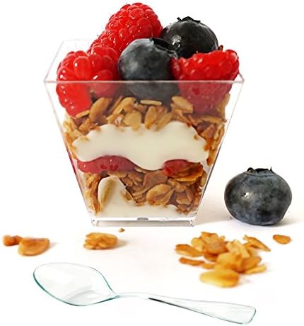 Professional Grade 2 oz Clear Plastic Dessert Cups (20-Pack) with Mini Spoons by Market Lane