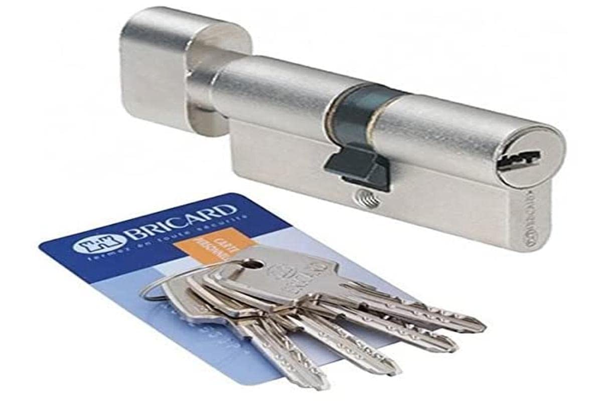 BRICARD 15711 Astral 2.9 10 Nickel-Plated Brass Cylinder Piston Knob 30 + 30, Protection Against Drilling and Picking