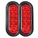 2Pcs 6 Inch Oval led Trailer Tail Lights Red 10 LED Flush Mount w Grommets and Pigtails Plugs Waterproof 12V Sealed Stop Tail Turn Brake Lights Marker Lights Boat Trailer RV Jeep Trucks
