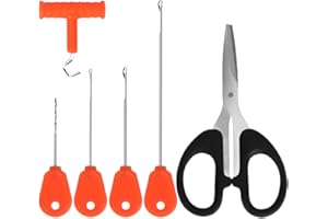Carp Fishing Baiting Rigs Tool Kit Set, Luroad 6 in 1 Carp Fishing Tackle Kit, Including Hook Needle, Driller, Knot Puller, and Fishing Braid Line Scissors for Lures Bait Driller