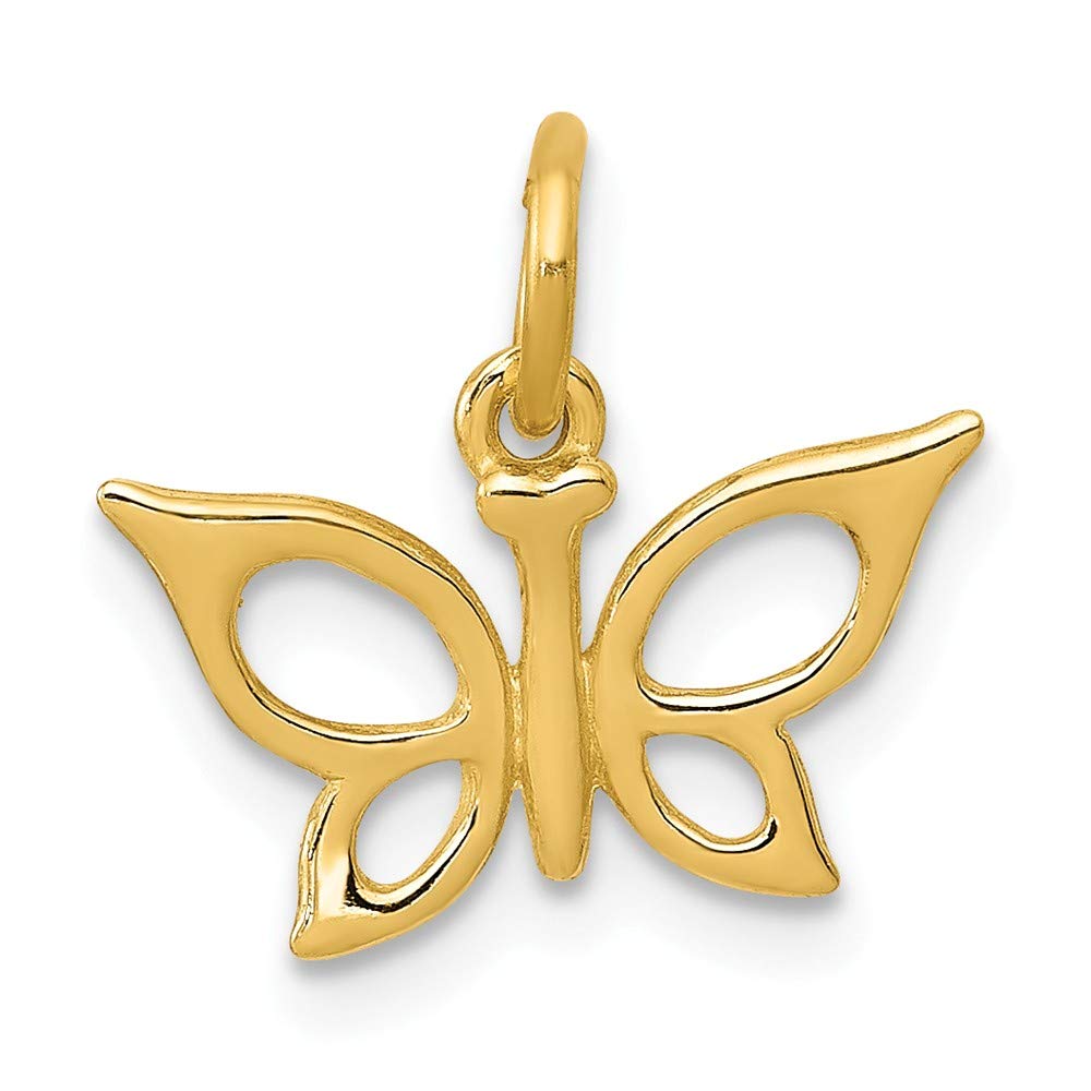 13mm X 13mm Mia Diamonds 14k Yellow Gold Butterfly Charm Jewelry Women