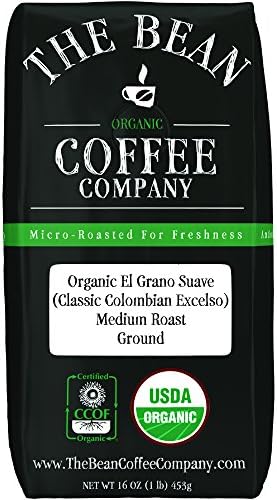 The Bean Organic Coffee Company South America, Medium Roast, Ground Coffee, 16-Ounce Bag,Café molido tostado organico