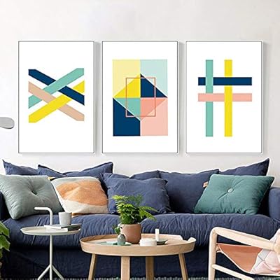 Four Color Abstract Geometric Pattern Painting Interior Porch