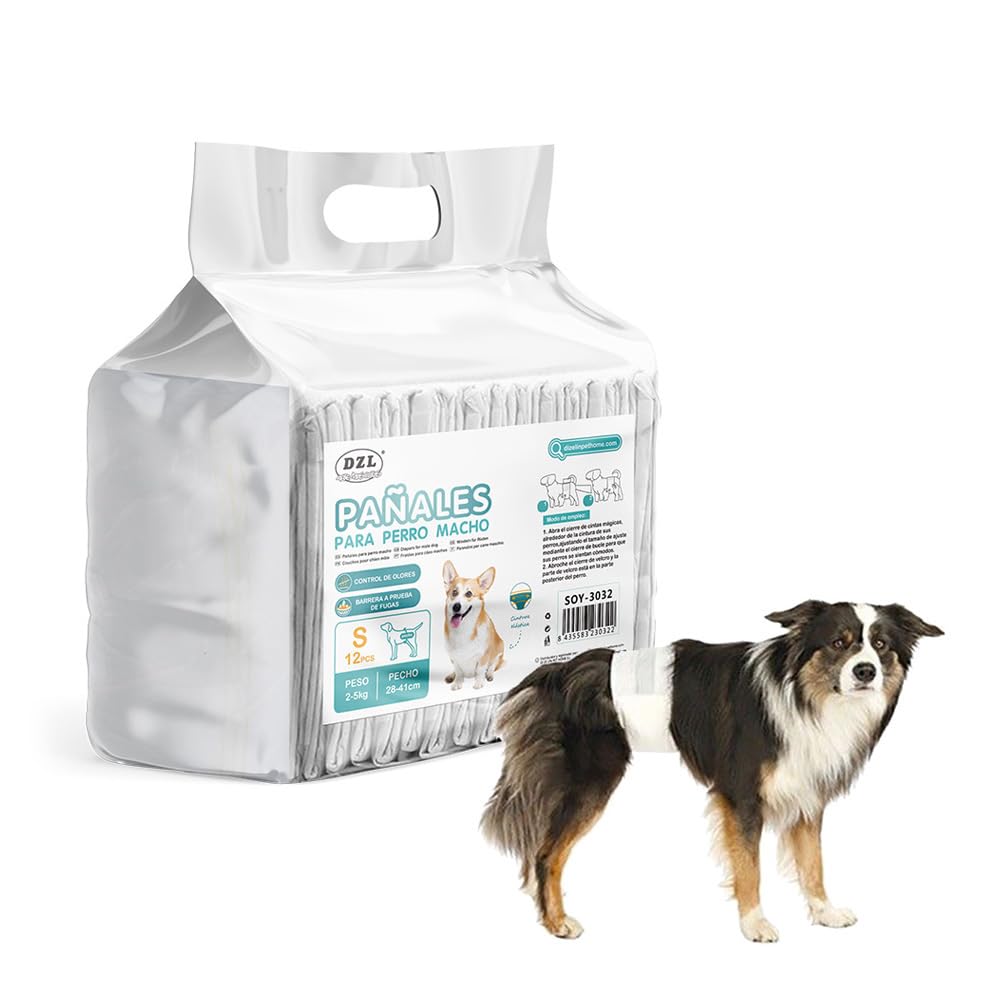 SMELL & SMILE Disposable Dog Diapers Male Dog Diapers Sanitary Nappies for Dogs Pets Hygienic Soft Absorbent (S-20.5 x 50 cm)
