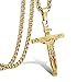 FIBO STEEL Stainless Steel Mens Womens Cross Necklace Crucifix Pendant, 24 inches (Gold-Tone 24inches)