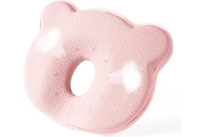 Cococu Memory Foam Baby Pillow for Newborn Flat Head Baby Pillow Machine-Washable Neck Support Prevent Flat Head 100% Cotton