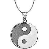 Elegant Oxidized Sterling Silver Ying and Yang Taost Symbol Charm Pendant Necklace