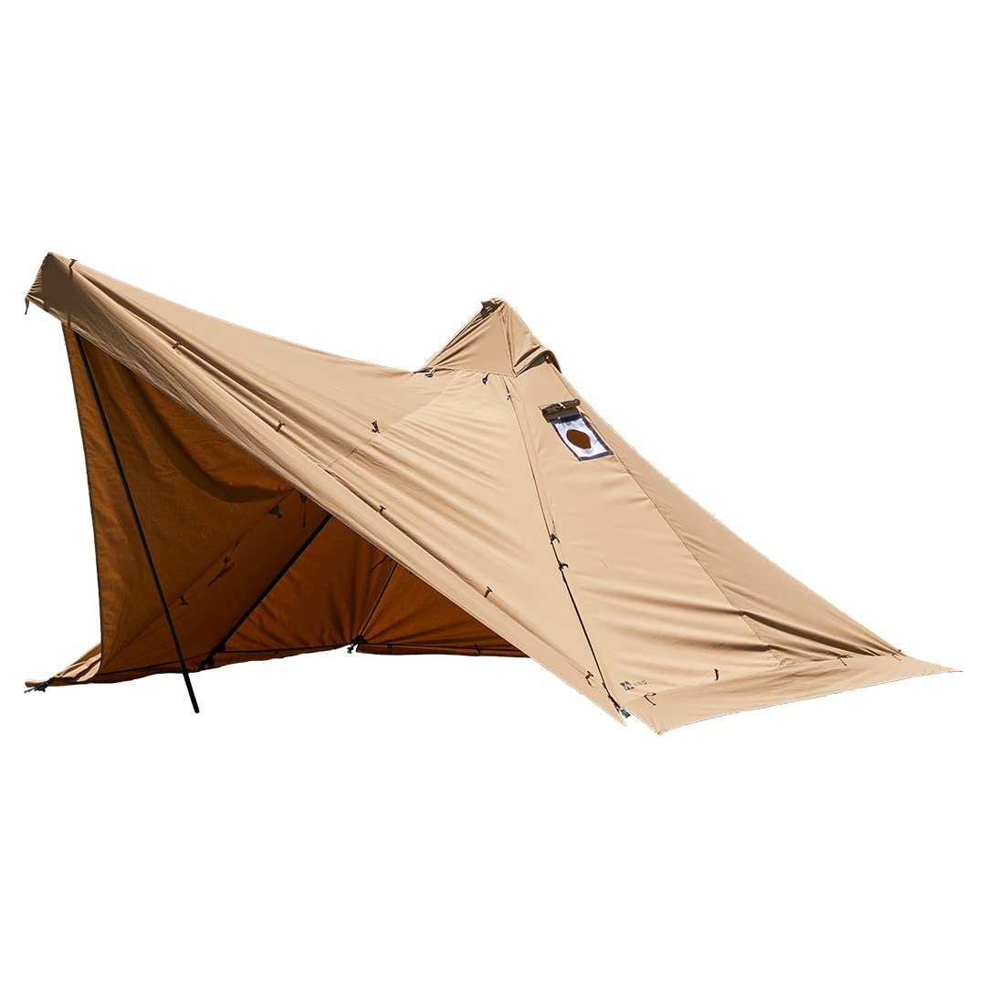WAQ Alpha TC SOLO DX ソロ用テント デュオ用テント 1-2人用 シェルター ティピテント オールシーズン 煙突穴付き フタマタポール ワンポール スカート (TAN(タン))商品画像