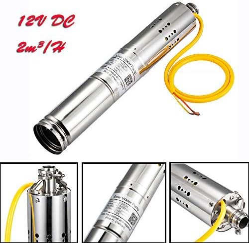 TABODD 12V DC 2m³/H Solar Powered Water Pump Submersible Bore Hole Stainless Steel Deep Well 20m Life 12GPM 110W for Industrial Home Use Farm Ranch Fountain