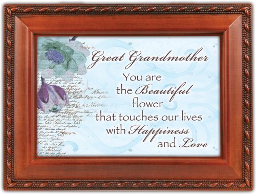 Cottage Garden Great Grandmother Woodgrain Traditional Music Box Plays Wind Beneath My Wings