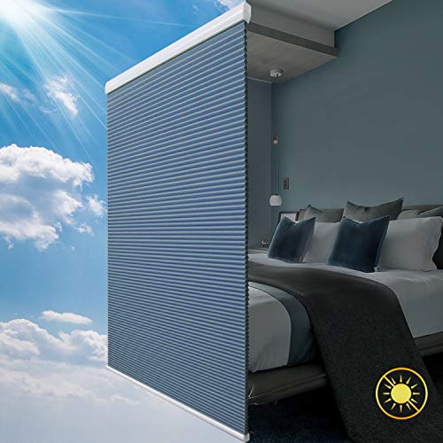 SBARTAR Blackout Cellular Shades Cordless Honeycomb Blinds for Windows Inside & Outside Mount 31" W x 64" H, Ocean Blue(Blackout)