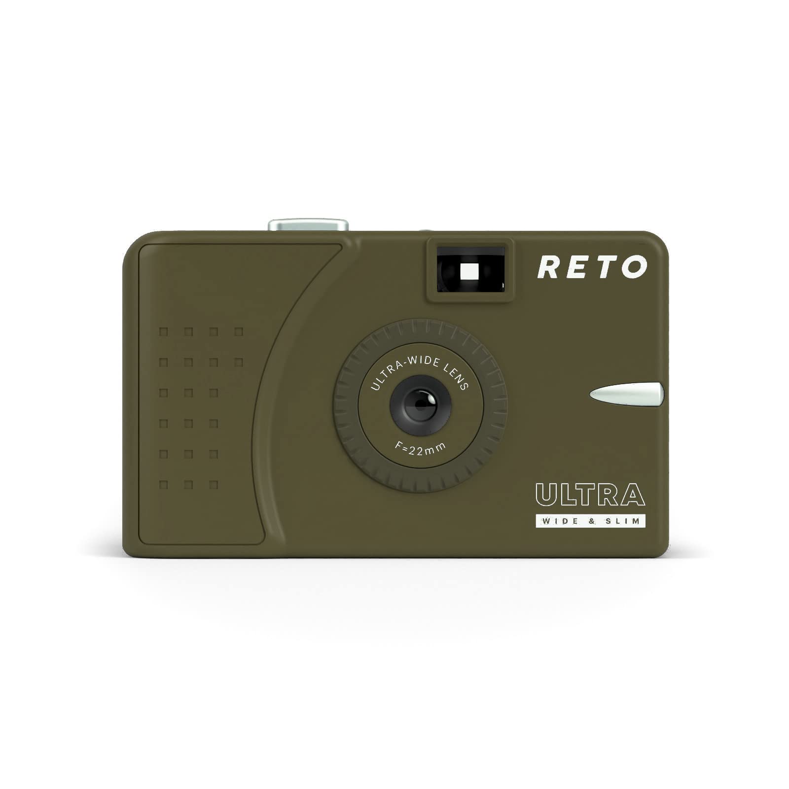RETO Ultra Wide and Slim 35mm Reusable Daylight Film Camera - 22mm Wide Lens, Focus Free, Light Weight, Easy to Use (Olive)