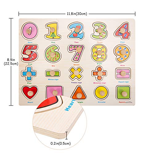 Pegged Puzzles ThinkMax 4 Pcs Wooden Peg Puzzles for Toddlers 2 3