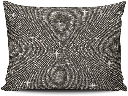 QEQHU Pillow Case White Silver Gray Bling Diamond Glitter Personalized Decorative Pillowcases Unique Grey Throw Pillow Covers Cases Rectangular Boudoir 12x18 Inches