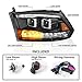 AmeriLite Black Dual Quad Projector Headlights Assembly Switchback LED Tube Parking Turn Signal for 2009-2018 Both Model Dodge Ram 1500 2500 3500 Pickup Truck - Passenger and Driver Side Set