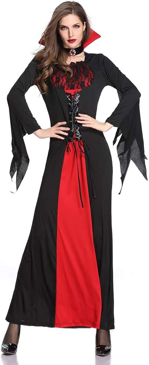 Chuangminghangqi Costume Da Strega Vampiro Cosplay Vestito Lungo Costumi Halloween Carnevale Donna Oversize Abito Manica Lunga Amazon It Abbigliamento