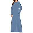WSPLYSPJY Solid Color Zipper Abaya Muslim Dresses for Women Girls Pockets Islamic Prayer Clothes