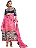 Vibes Women's Pure Georgettea-Line Un-Stitched Salwar Kameez Free Size Pink, Free Size