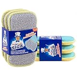 MR. SIGA Dual Action Scrubbing Sponge, Pack of 6, Size:15x8.5x2.3cm