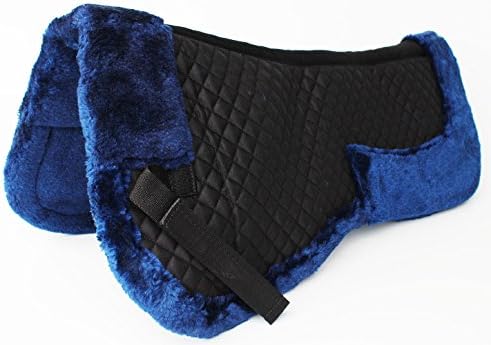Horse English Quilted Half Saddle Pad Correction Wither Relief Faux Fur Black 12218NV