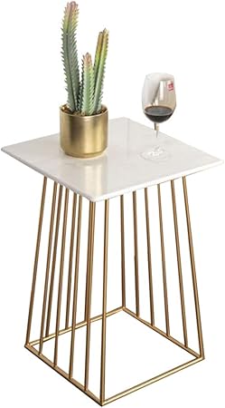 Nan Marble Side Table Black Gold Metal Bedside Table Square Mesh Square Bedside Table 16 5 24 Inches Color Gold Amazon Co Uk Kitchen Home