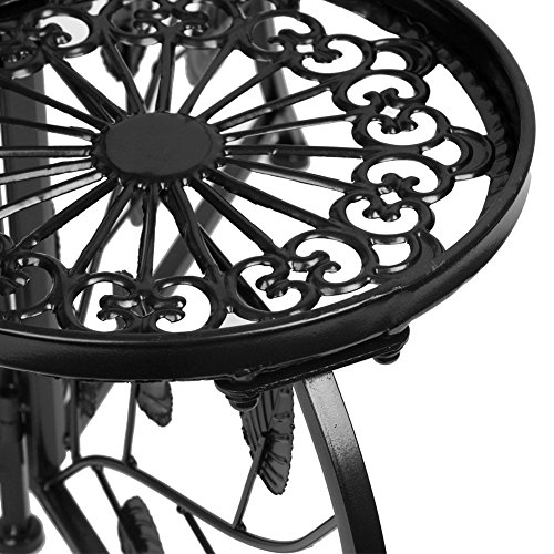 DAZONE Black 3-Tiered Indoor/Outdoor Plant Stand, 11 Inch in Height - Holds 3-Flower Pot