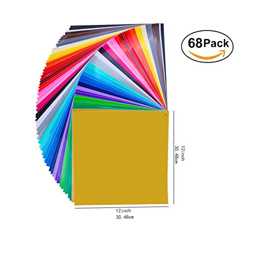 68 Pack 12" X 12" Premium Permanent Self Adhesive Vinyl Sheets-Assorted Colors (32 Colour)