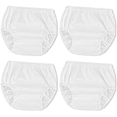 Joyo roy 4 Pcs White Cloth Diaper Covers for Girls Waterproof Plastic Underwear for Toddlers Reusable Rubber Pants for Potty Training 3T Unisex Diaper Cover Soft Plastic Underwear for Potty Training