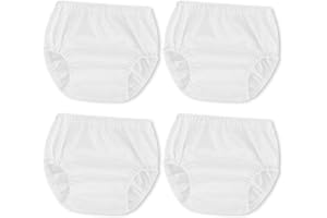 Joyo roy 4 Pcs White Cloth Diaper Covers for Girls Waterproof Plastic Underwear for Toddlers Reusable Rubber Pants for Potty Training 3T Unisex Diaper Cover Soft Plastic Underwear for Potty Training