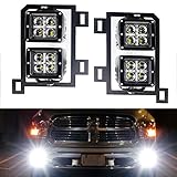 iJDMTOY Dual LED Pod Light Fog Lamp Kit For 2013-18 Dodge RAM 1500, Includes (4) 20W High Power CREE LED Cubes, Foglight Location Mounting Brackets & Wiring/Adapter Harnesses