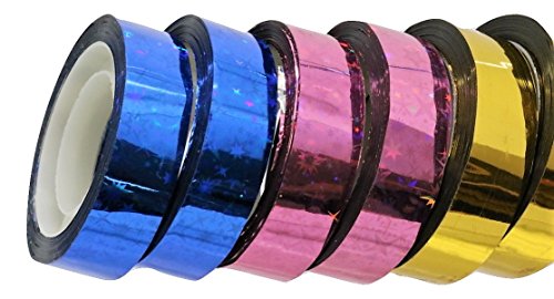 STARS Hula Hoop Washi Prism Tape (12 Pack) 12MM x 45 FEET - 6 Holographic Colors