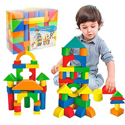 Mini Tudou 137 PCS Foam Blocks for Toddlers, Soft Stacking Building