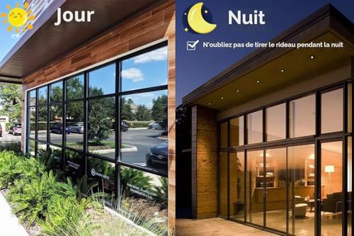 Zindoo Window Film Anti Glare Mirror Window Film Tain-Free Anti Heat Anti UV Privacy Protection for Windows Office Home Store 40 x 200 cm
