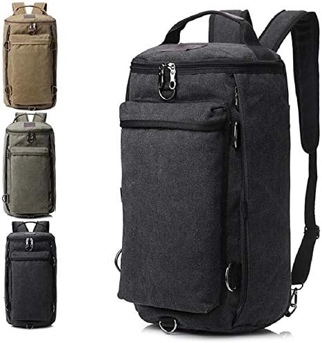 Luisport 30L Multiple Use Canvas Backpack Travel Backpack Hiking Backpack Duffel Bags for Women and Me (Black)