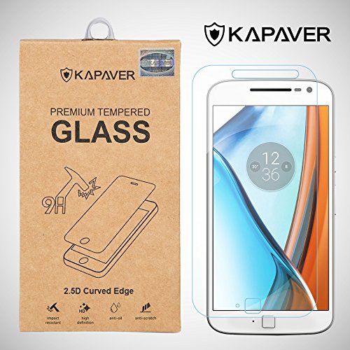 KAPAVER Moto G4 Plus 2.5D Arc Edge 9H Hardness Premium Tempered Glass Screen Guard Protector ...