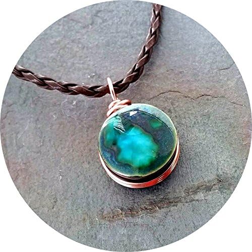 Peacock Green Glass Essential Oil Diffuser Aromatherapy Pendant Necklace 18" - 20 inches