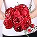 Leagel Fake Flowers Vintage Artificial Peony Silk Flowers Bouquet Wedding Home Decoration, Pack of 1 (Spring Red)