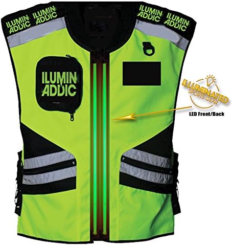 Motorcycle High Visibility Green Reflective/LED Safety Vest. The ONLY LED Battery Powered Lighted Vest available. (XXL)