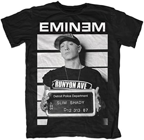 Eminem Arrest Mugshot Slim Shady Rap Rock Official Tee T-Shirt Mens Unisex (Small)