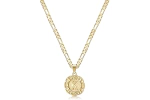 KissYan Initial Necklaces for Women, 14K Gold Plated Round Letter Pendant Capital Monogram Necklace Alphabets from A-Z Figaro Chain Jewelry