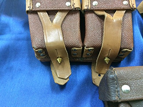 2 Pack Original Russian Military Surplus Mosin Nagant M38 M44 91/30 1891 91 30 7.62x54 Leather Ammo Pouches W/Free Rem Oil Wipe - Thumbnail 2