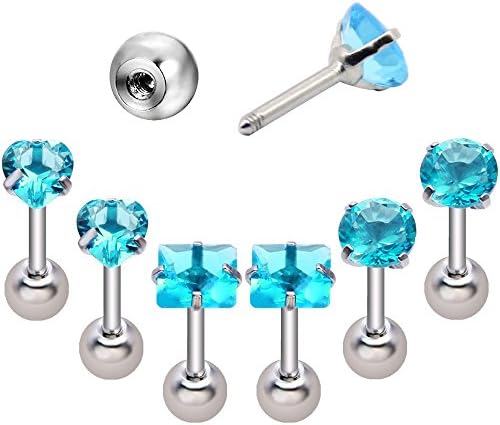 Blue CZ Cartilage Helix Earrings