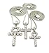 Shiny Jewelers USA Silver ICED Out Egyptian Key of Life ANKH Cross Box Chain 3 Necklace Set