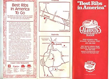 Amazon Com Calhouns Bar B Que Barn Menu Knoxville Nashville