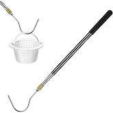 bomis Pool Skimmer Basket Hook, Extendable Pool Filter Skimmer with Anti-Slip Handle, 63.4 Inch Skimmer Basket Pole, Pool Lid Basket Lift Tool Cleaning Tool, for Pool Skimmer Basket with Handle